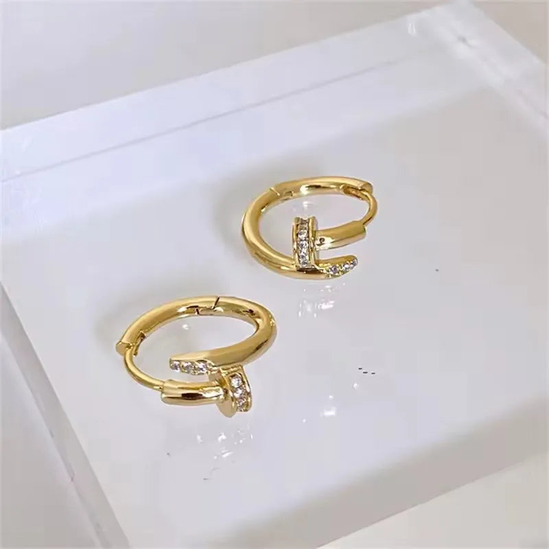 NAILED IT!  HOOP EARRINGS (14K GOLD PLATED)