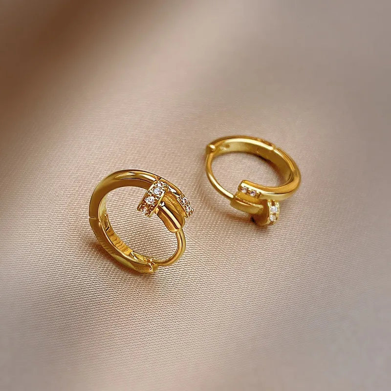NAILED IT!  HOOP EARRINGS (14K GOLD PLATED)