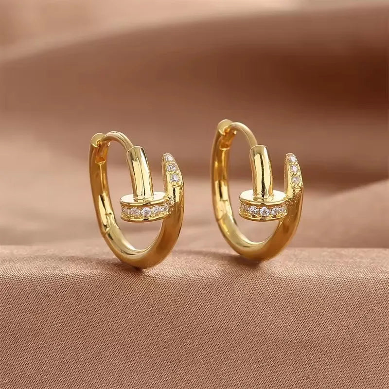 NAILED IT!  HOOP EARRINGS (14K GOLD PLATED)