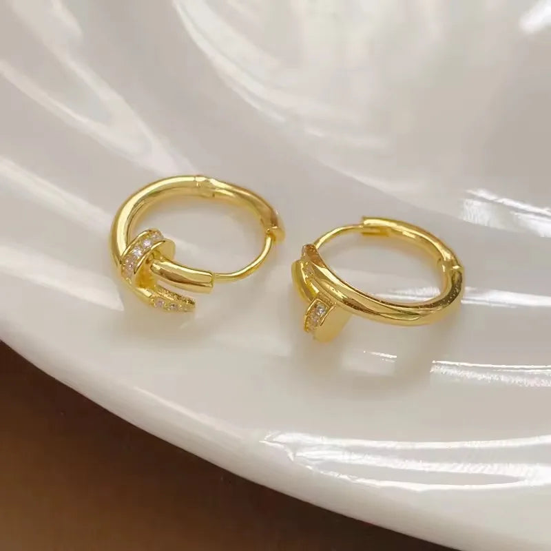 NAILED IT!  HOOP EARRINGS (14K GOLD PLATED)