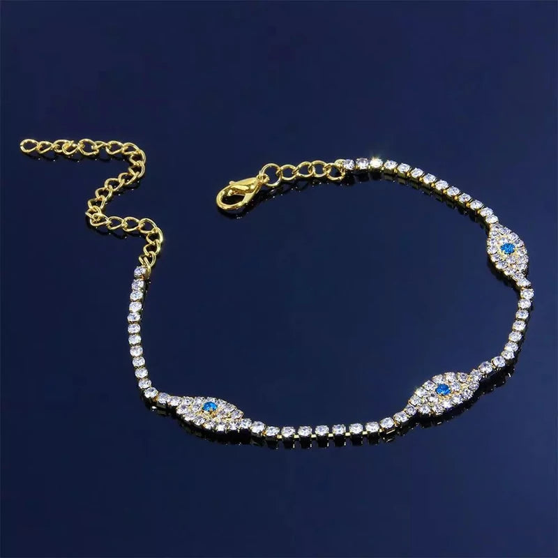 EVIL EYE ANKLET (14K GOLD/SILVER PLATED)
