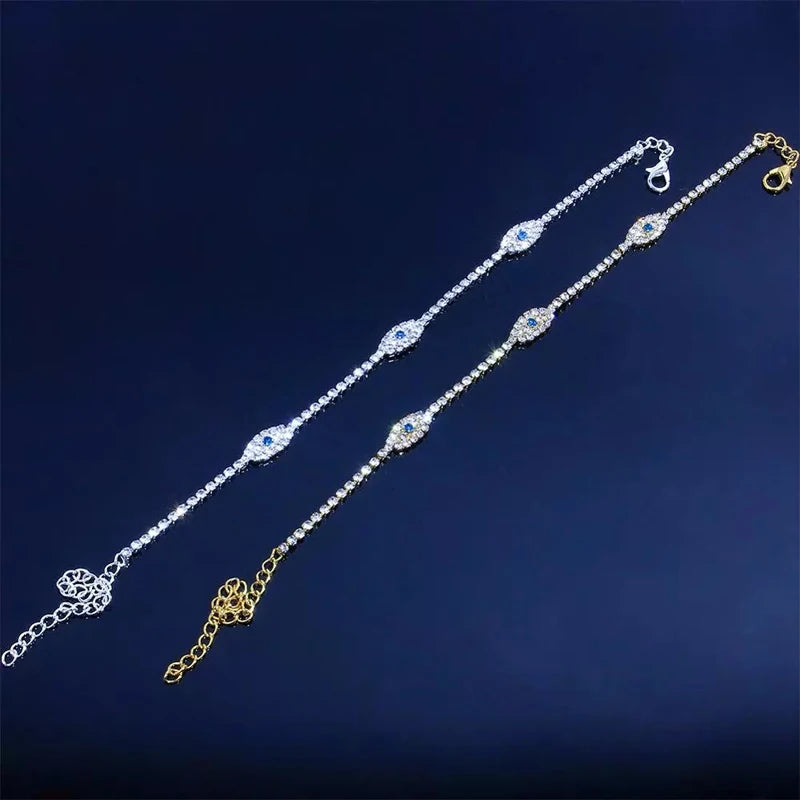 EVIL EYE ANKLET (14K GOLD/SILVER PLATED)