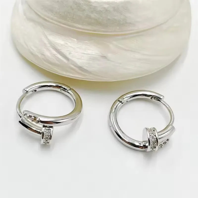 NAILED IT!  HOOP EARRINGS (14K GOLD PLATED)