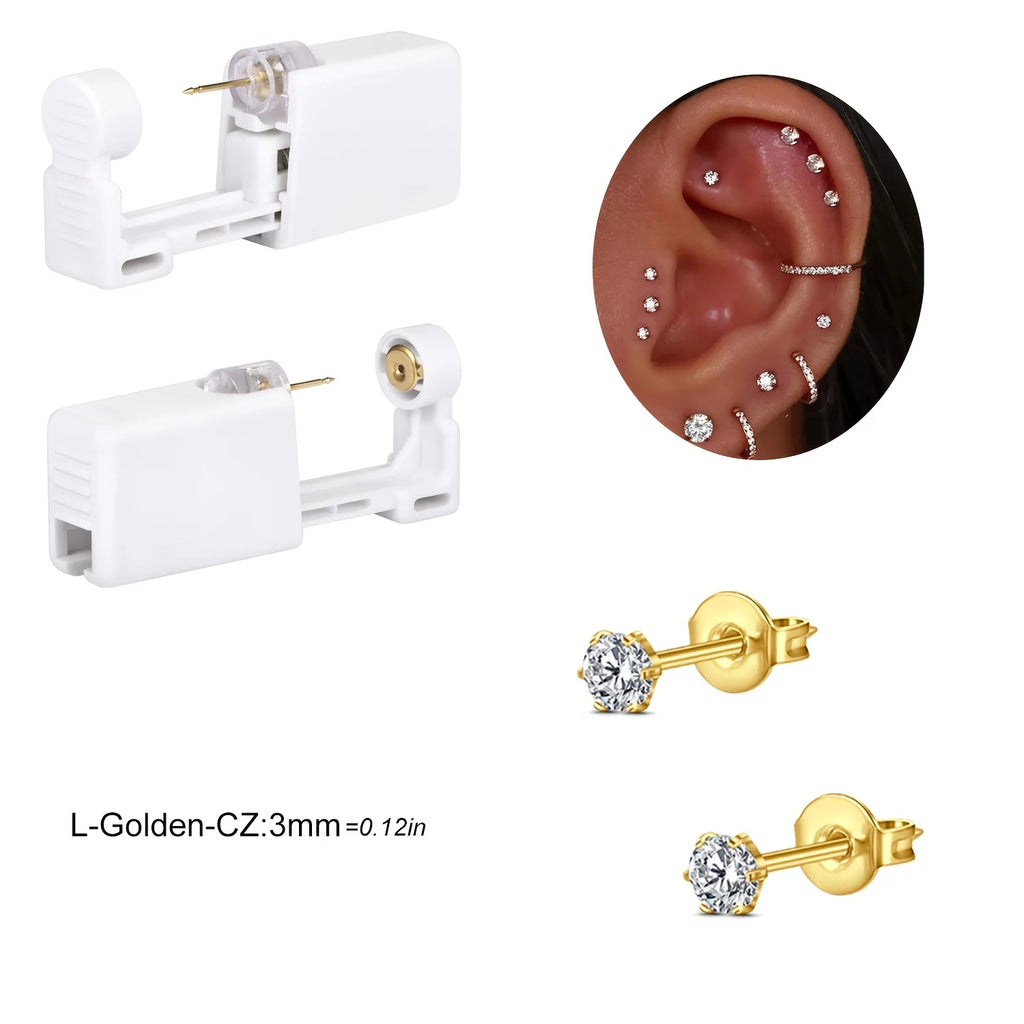 DISPOSABLE EAR PIERCING KIT WITH BUILT IN PIERCING GRADE EARRING