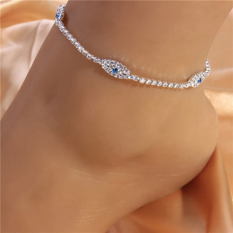 EVIL EYE ANKLET (14K GOLD/SILVER PLATED)