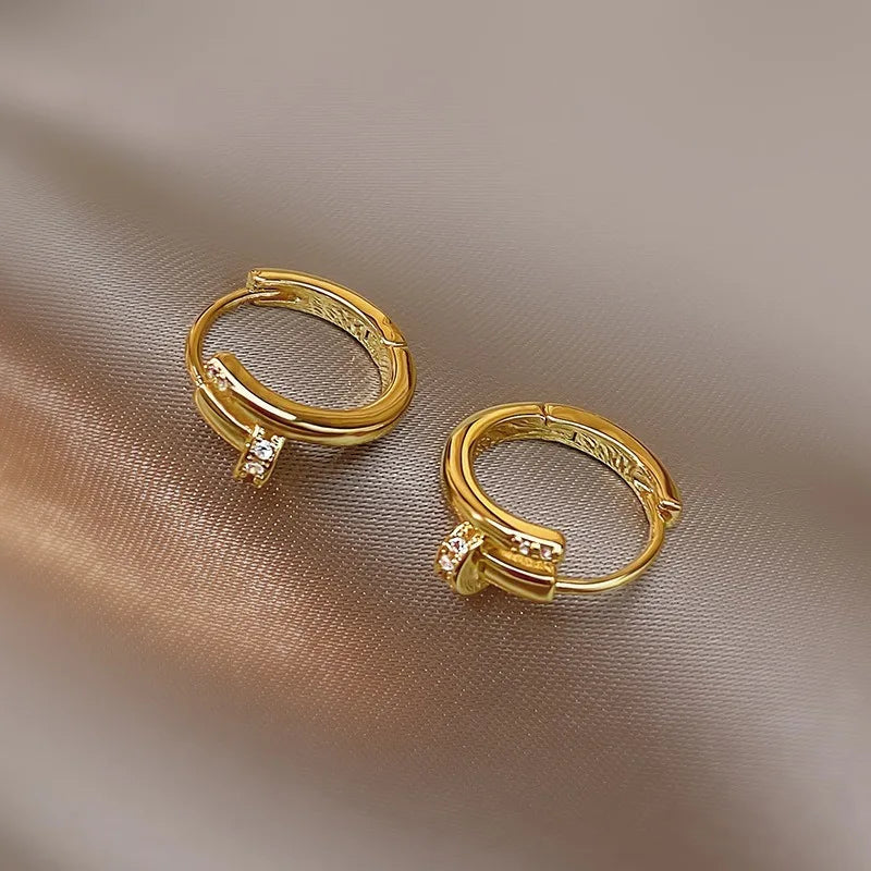 NAILED IT!  HOOP EARRINGS (14K GOLD PLATED)