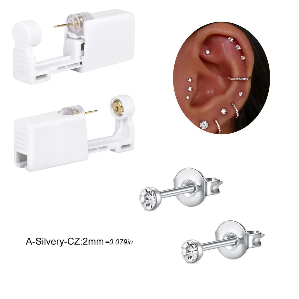 DISPOSABLE EAR PIERCING KIT WITH BUILT IN PIERCING GRADE EARRING